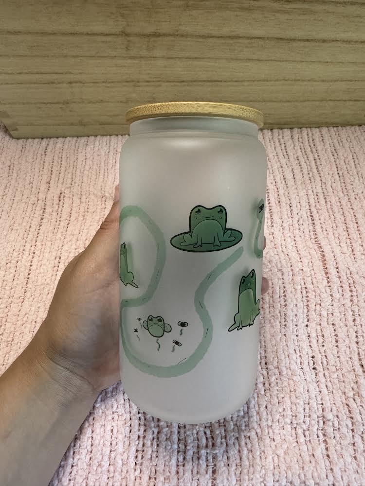 16 oz frog sublimation glass can