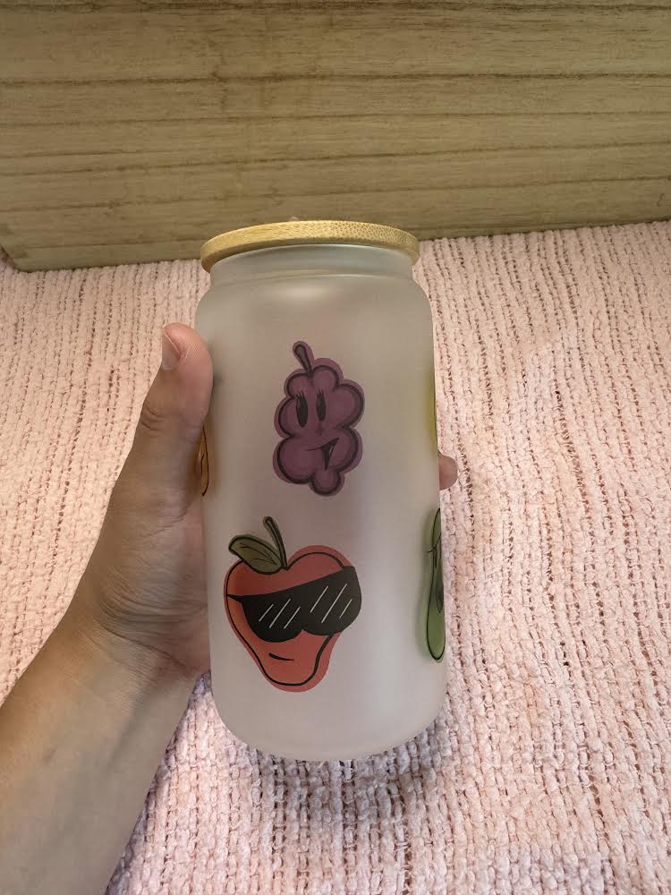 16 oz cool fruit sublimation glass can