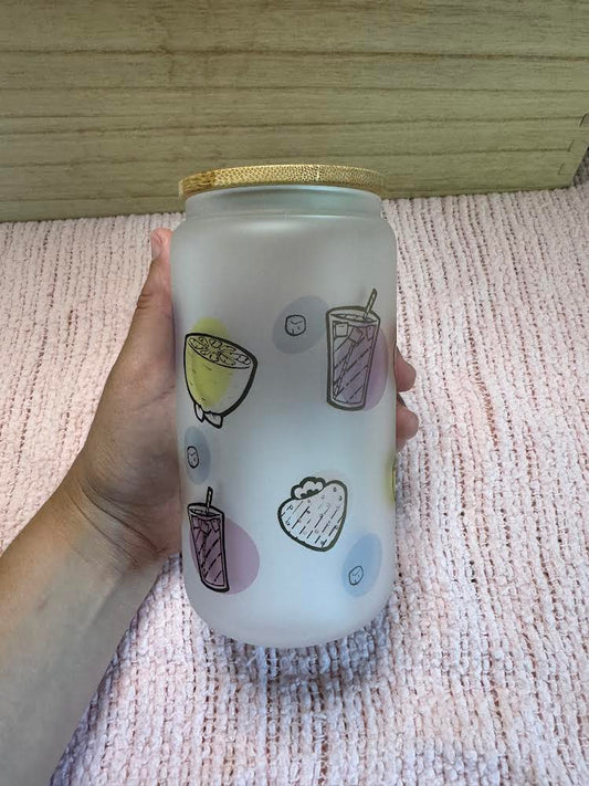 16 oz strawberry lemonade sublimation glass can