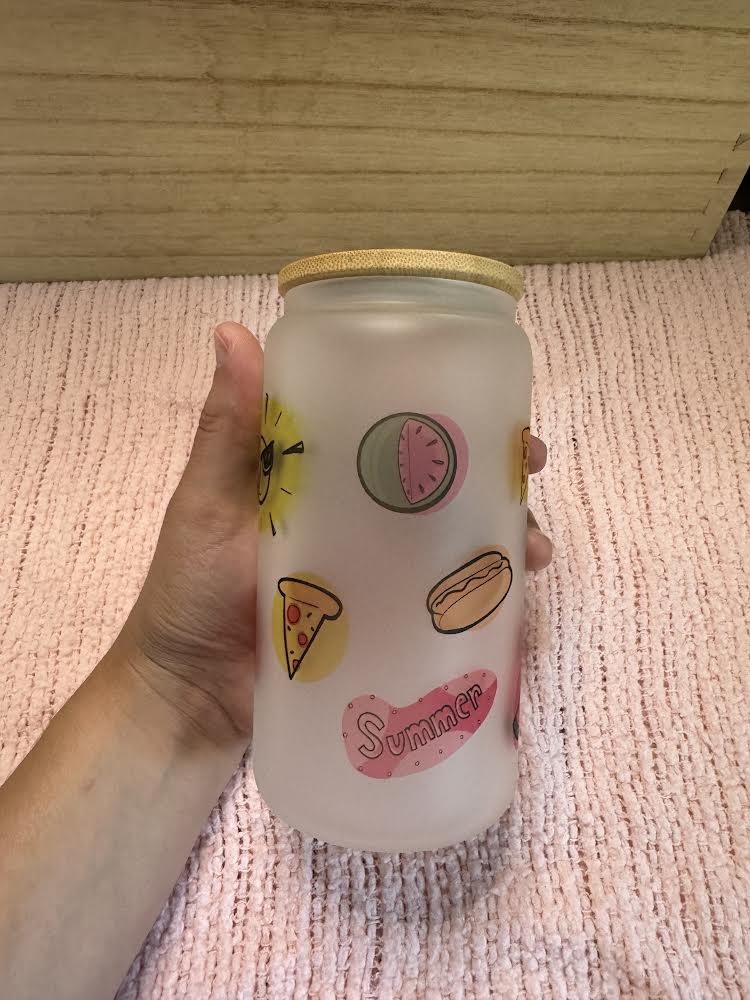 16 oz summer picnic sublimation glass can