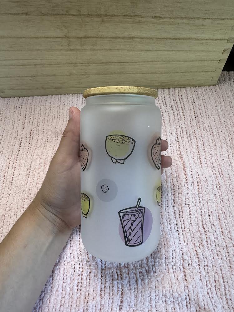 16 oz strawberry lemonade sublimation glass can