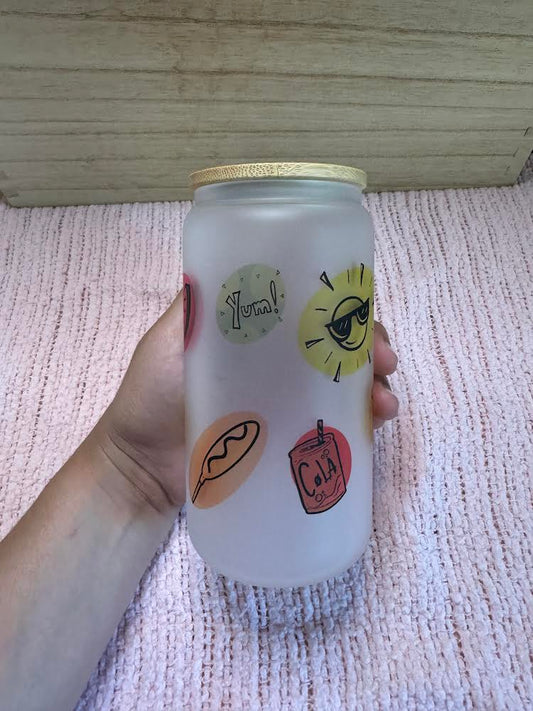 16 oz summer picnic sublimation glass can